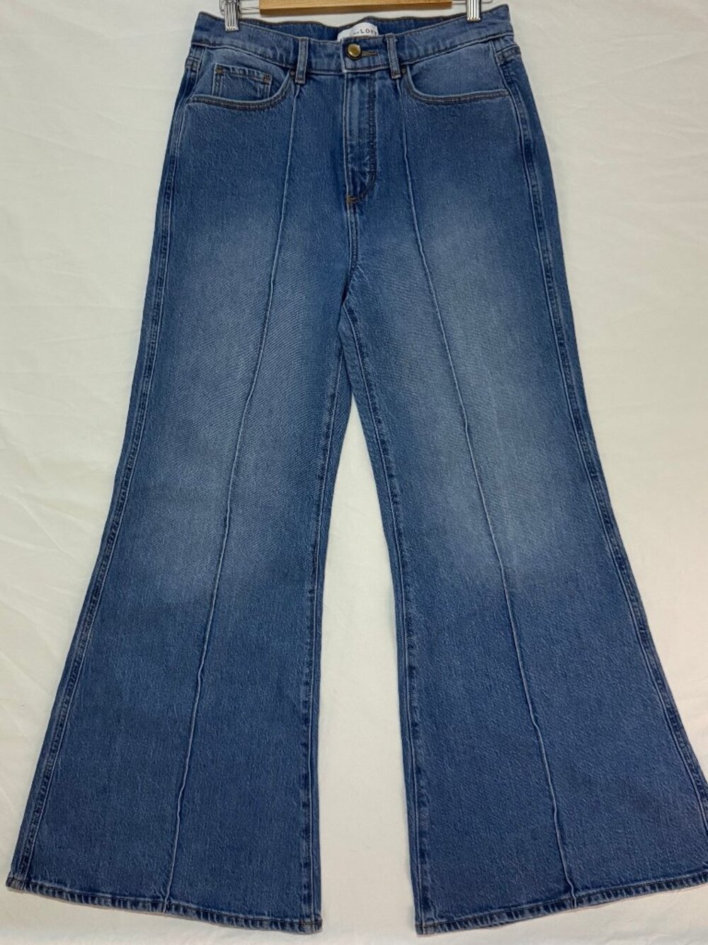 LOFT The Super Flare Jeans High Rise Medium Wash Seamed Womens Size 29/8